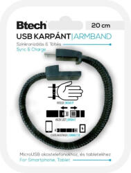 Btech Micro USB Textil Karkötő Fekete