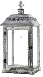 Decoration & Design XL Prémium Lámpás fa, fém, üveg 65 cm fehér, szürke (206126)