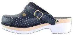 Scholl Saboti barbati, albastru inchis, profesionali, ortopedici, medicinali, piele naturala, perforati, cu toc si bareta ajustabila, Scholl Clog-S-Comf-B-S-Ce-F20078-1040-Albastru-Inchis (Marime: 45) (Clog-