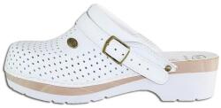 Scholl Saboti barbati, alb, profesionali, ortopedici, medicinali, piele naturala, perforati, cu toc si bareta ajustabila, Scholl Clog-S-Comf-B-S-Ce-F20078-1065-Alb (Marime: 43) (Clog-S-Comf-B-S-Ce-F20078-106