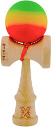 Flippy Kendama X Originala, Profesionala, Flippy, Big Cups V2, Rubber Grip cu Cupe Mari, Rulment Metalic cu Ata 55 cm, Verde Galben Rosu (teo-164311)