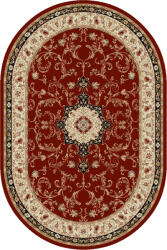 LOTOS Covor Oval Lotos 523-210, Marime 80 x 150 cm, Bej, Rosu, Inaltime Fir 8 mm, Antialergic, Polipropilena, Living, Dormitor, Sufragerie, Birou Covor
