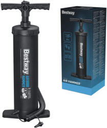 Bestway Pompa manuală, BESTWAY, negru, 3, 5 l/ciclu, 48 cm, cu piston, funcție de umflare și dezumflare, 3 duze interschimbabile, cu furtun flexibil (62030)