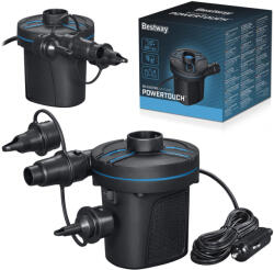 Bestway Pompă electrică, BESTWAY PowerTouch, negru, 96 W, 12 V, 680 l/min, 11, 3 × 10, 1 × 12, 2 cm, 3 duze interschimbabile, funcție de umflare și dezumflare (62257)