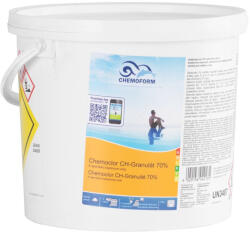 Chemoform AG Clor granulat pentru piscină, Chemoform 0605 Chemoclor 70%, alb, 5 kg, 70% clor activ, cu dizolvare rapidă, care ridică ușor pH-ul, pentru apă moale