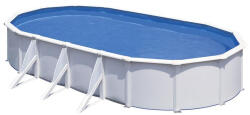 GRE piscină ovală albă cu perete din oțel, set cu pompă de filtrare și scară, 730 x 375 x 120 cm (KT730ECO) Piscina