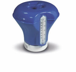 BASIC Dozator de chimicale, BASIC, bleumarin/alb, plutitor, cu termometru integrat, dozare reglabilă, cu scară Celsius/Fahrenheit, din plastic, pentru piscină (UVX-3C)