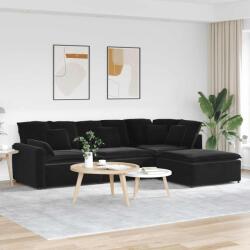 vidaXL Canapea modulara cu taburet si perne, catifea, negru GartenMobel Dekor (3321194) Canapea