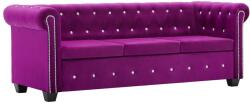 vidaXL Canapea Chesterfield 3 locuri, catifea, 199x75x72 cm, violet GartenMobel Dekor (247147) Canapea