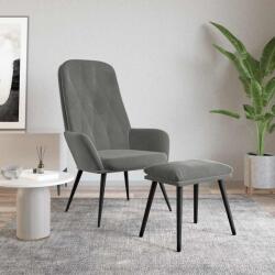 vidaXL Scaun de relaxare cu taburet, gri închis, catifea GartenMobel Dekor (3097620)
