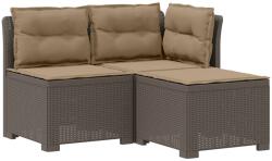 vidaXL Пейка за градина с Cushions във вид на ратан ПП Светлосиво (8011918)