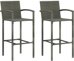 vidaXL Scaune de bar, 2 buc. , gri, poliratan GartenMobel Dekor (362582)