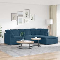 vidaXL Canapea modulara cu taburet si perne, catifea, albastru GartenMobel Dekor (3321308) Canapea