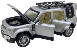 JPT1 Macheta metal replica Land Rover Defender argintiu 16cm sunet si lumini (JPT)