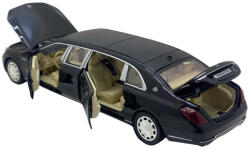  Macheta replica Mercedes Maybach 1/24 negru limuzina deschide 4 usi, portbagaj si capota, lumini si sunete