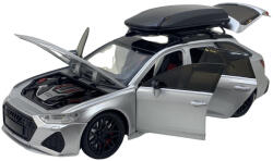 Newao Macheta metal replica Audi RS6 silver deschide usi, capota, portbagaj, sunet si lumini (JPT)