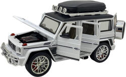 JPT Macheta replica Mercedes G Class alb cu sunete, lumini si fum care iese pe ambele tobe (JPT)