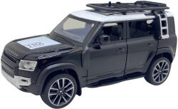 JPT Macheta auto Land Rover Defender neagra replica deschide usi, capota, portbagaj cu sunete si lumini 1: 32 (JPT)