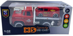 JPT Macheta Platforma Camion Tractare Masina retro 16cm rosu cu sunet si lumini (JPT)