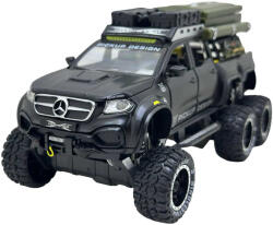  Macheta Mercedes Pickup 6x6 1/24 replica metal cu sunet, lumini, suspensii si accesorii off-road - negru