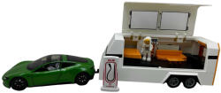 JPT Macheta metal Tesla Roadster Verde cu rulota si figurina, scara 1: 24, lumini si sunete (JPT)