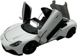  Macheta Maserati MC20 alb 1: 24 replica metal lumini si sunete usi capota portbagaj deschise