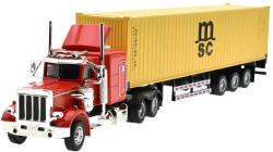  Macheta Camion American container metalic cu remorca MSC 36 cm lumini si sunete pull back
