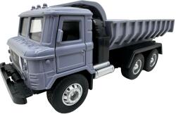  Macheta Camion Basculanta Gri 1: 32 replica metal cu bena mobila roti cauciuc
