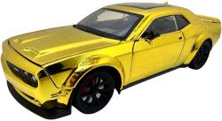 Che zhi Macheta Dodge Challenger auriu cromat SRT 1: 24 replica metal lumini si sunete usi deschise (JPT)