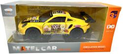 JPT Macheta Porsche galben tip racing cu mascota 1: 38 cu usi deschise si sistem pull-back (JPT)