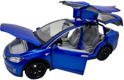  Macheta Tesla Model X albastru 1: 22 replica metal cu radiocomanda, fum, lumini si usi functionale