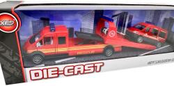  Macheta Camion Platforma Ford Transit Rescue + Masina Pompieri 1: 64 Die-Cast