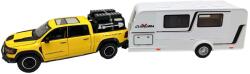 JPT Macheta Ford Ram galben Pickup cu Rulota Camping 1: 32 metal lumini si sunete deschide usile (JPT)