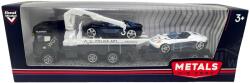 JPT Macheta camion platforma auto 1: 43 negru cu doua masini (JPT)