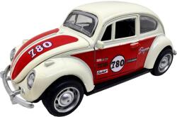  Macheta Volkswagen Beetle clasica crem rosu1: 32 replica metal usi deschise lumini si sunete
