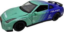 Alloy Macheta Nissan GTR R35 verde albastru Falken 1: 32 replica metal lumini si sunete usi capota si portbagaj deschise (JPT)