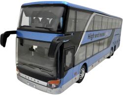  Macheta metal Autobuz Setra albastru etajat 1: 32 model autocar turistic cu usi si compartimente deschise sunet si lumini