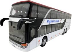  Macheta metal Autobuz Setra alb etajat 1: 32 model autocar turistic cu usi si compartimente deschise sunet si lumini