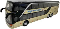  Macheta metal Autobuz Setra auriu etajat 1: 32 model autocar turistic cu usi si compartimente deschise sunet si lumini