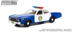  Macheta 1975 Plymouth Fury Osage County Sheriff 1: 24 replica metal Albastru Alb