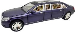 Alloy Macheta Mercedes-Maybach Pullman Limuzina bleu 1: 24 replica metal lumini si sunete usi capota si portbagaj functionale (JPT)