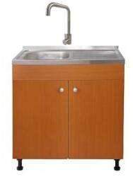 Daemi Set Masca Chiuveta Cires 80 cm X 50 cm X 80 cm, chiuveta inox cuva stanga, baterie inox patrat si sifon scurgere (DMO-8050CRp_s)