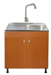 Daemi Set Masca Chiuveta Cires 80 cm X 50 cm X 80 cm, chiuveta inox cuva dreapta, baterie inox patrat si sifon scurgere (DMO-8050CRp_d)