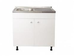 Daemi Set Masca Chiuveta Alba 80 cm X 50 cm X 80 cm, chiuveta inox cuva stanga, baterie lebada flexibila si sifon scurgere (DMO-8050AL_s)