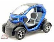 Welly Macheta Renault Twizy albastra replica metal cu usi deschise si mecanism pull back fara cutie proprie (JPT)