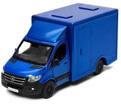  Macheta Mercedes Sprinter albastra duba transport replica metal cu usi fata si usi spate deschise mecanism pull back fara cutie proprie