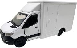  Macheta Mercedes Sprinter alb duba transport replica metal cu usi fata si usi spate deschise mecanism pull back fara cutie proprie