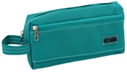 ECADA Penar Tip Borseta Ecada cu 2 Fermoare, Dimensiuni 21x4.5x7.5 cm, Material Poliester, Culoare Crem/Verde (6425871065356) Penar