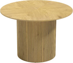 HomCom Masă de dining rotundă modernă pentru 4-6 persoane, masă de bucătărie de 110 cm cu bază cilindrică canelată, Stejar | Aosom Romania (83A-524V00ND)