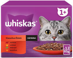 Whiskas Klasszikus Válogatás Alutasakos Macskaeledel Szószban (Marha, Csirke, Bárány, Baromfi) - 12x85 g